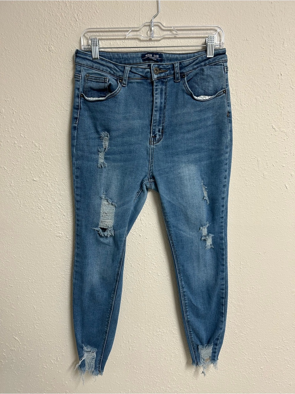 Wax Jean Los Angeles Distressed Skinny Jeans Womens 13/31 Frayed Hem